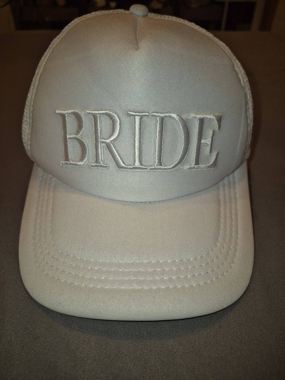 Bride Woman's White Trucker Mesh Adjustable Hat Wedding